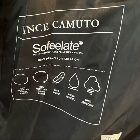 $450 Vince Camuto Onion Belted Long Puffer Coat with Hood, Black in Large, NWT - Picture 14 of 14